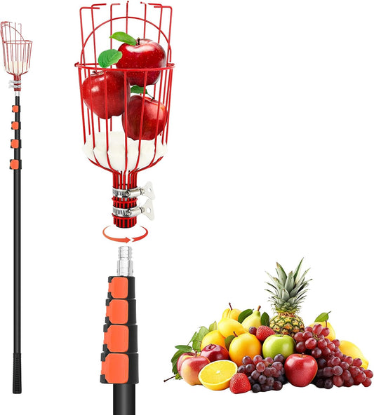 SAN LIKE Fruit Picker Tool 18FT Telescoping Fruit Picker Pole, Easy to Assemble Twist-On Apple Basket, Lightweight Aluminum Fruit Picking Equipment for Getting Fruits Apple Orange Pear Mangoes
