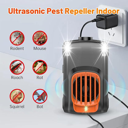 Ultrasonic Mice Repellent Indoor, 1 Pack Rodent Mouse Repellent Plug in, Electronic Rat Pest Bat Deterrent with 4 Strobe Lights, Rodent Repellent for Car Engines, House, Garage, Barn, Kitchen, Attic