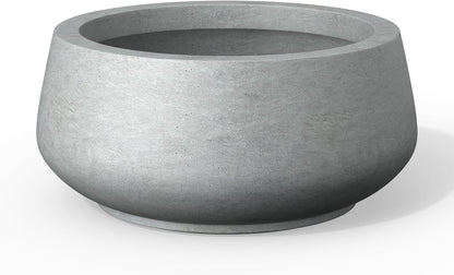Kante 16.9" Dia Round Concrete Bonsai Planters, Outdoor Indoor Garden Plant Pot with Drainage Hole for Home, Patio, Garden, Concrete Gray
