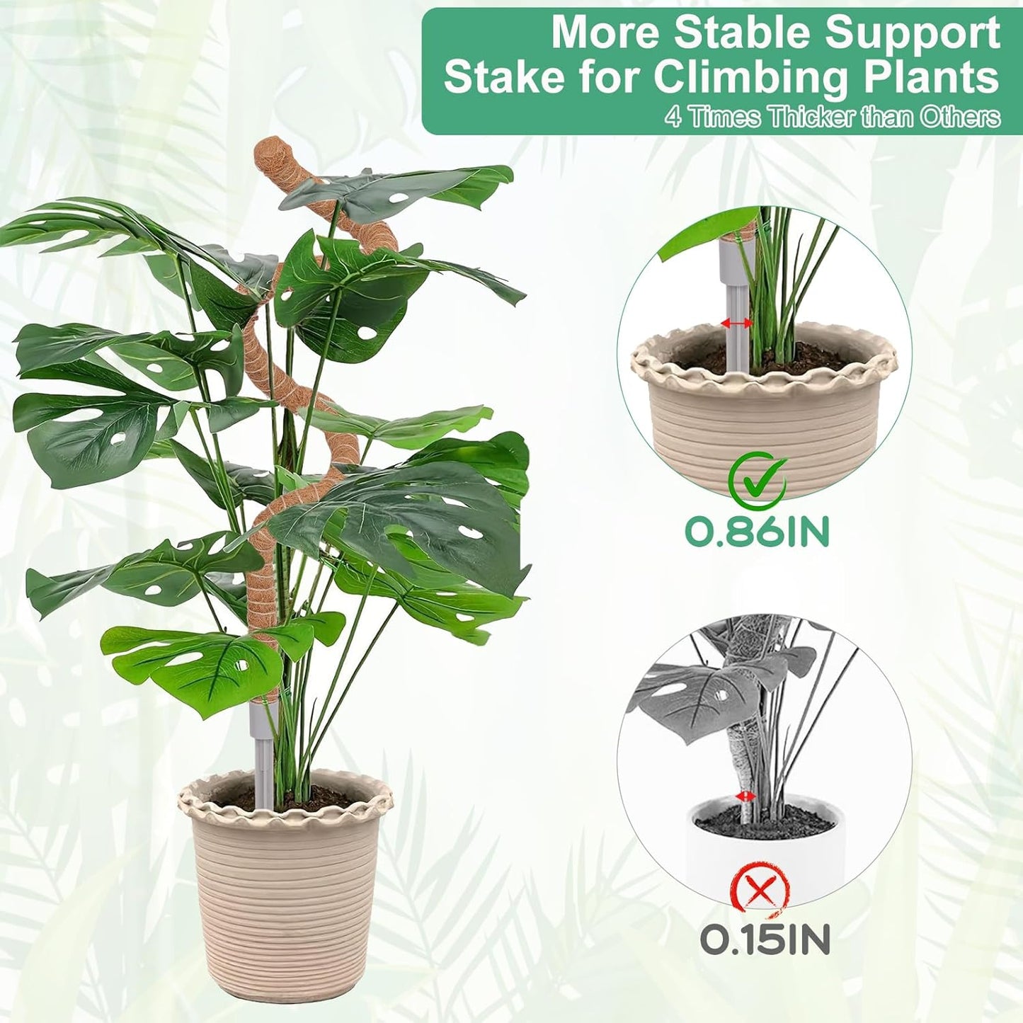 1 Pack Moss Pole, 40 Inch Monstera Plant Support, Moss Poles for Climbing Plants Indoor DIY, Coco Coir Plant Pole Moss Plant Stick Support Stake Kit for Potted Plants, Pothos, Philodendron