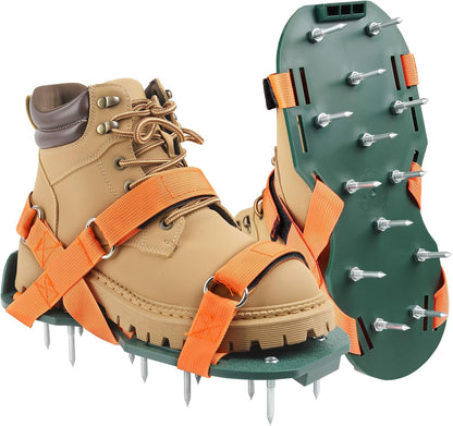 Lawn Aerator Shoes for Grass, Lawn Aeration Shoes with Adjustable Hook Loop Straps and Heavy Duty Spike, Soil Aerator Tool for Aerating Patio Yard Garden