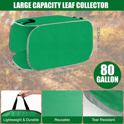 Hysagtek Upgraded Leaf Collector - 80 Gallon Portable Pop Up Leaf Bags, Foldable Reusable Yard Garden Leaf Bag with Handles, Self-Standing Leaf Collector Bag for Leaves Lawn Trash, Comes with Gloves