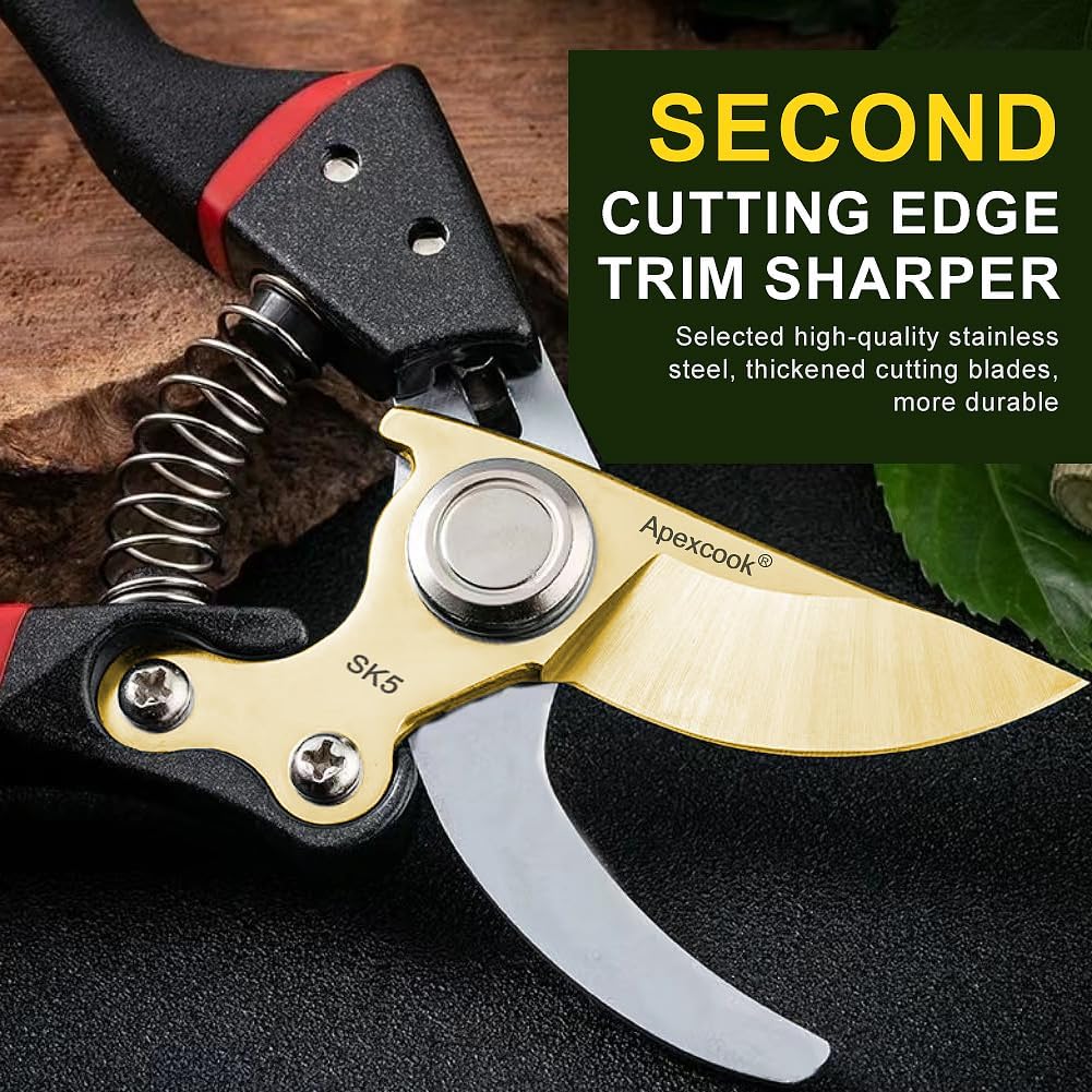 Garden Shears, Handheld Pruning Shears for Heavy Duty, Ergonomic Gardening Tools for Pruning Branches, Plants, Shrubs and Vines, Professional Sharp Garden Scissors (Japanese Garden Pruning Shears)