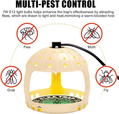 Flea Traps for Inside Your Home, 2025 Flea Treatment for Home, Electric Flea Killer for House Indoor, 2 Packs Flea Light Traps w/ E12 Bulbs & 10 Sticky Discs