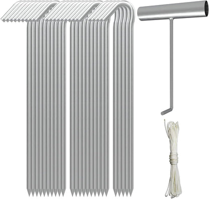 AAGUT Tent Stakes, Tent Stake Metal Garden Edging Fence Hooks Yard Camping Stake Heavy Duty Galvanized 9 Inch (9 Inch Tent Stakes KIT, 25)