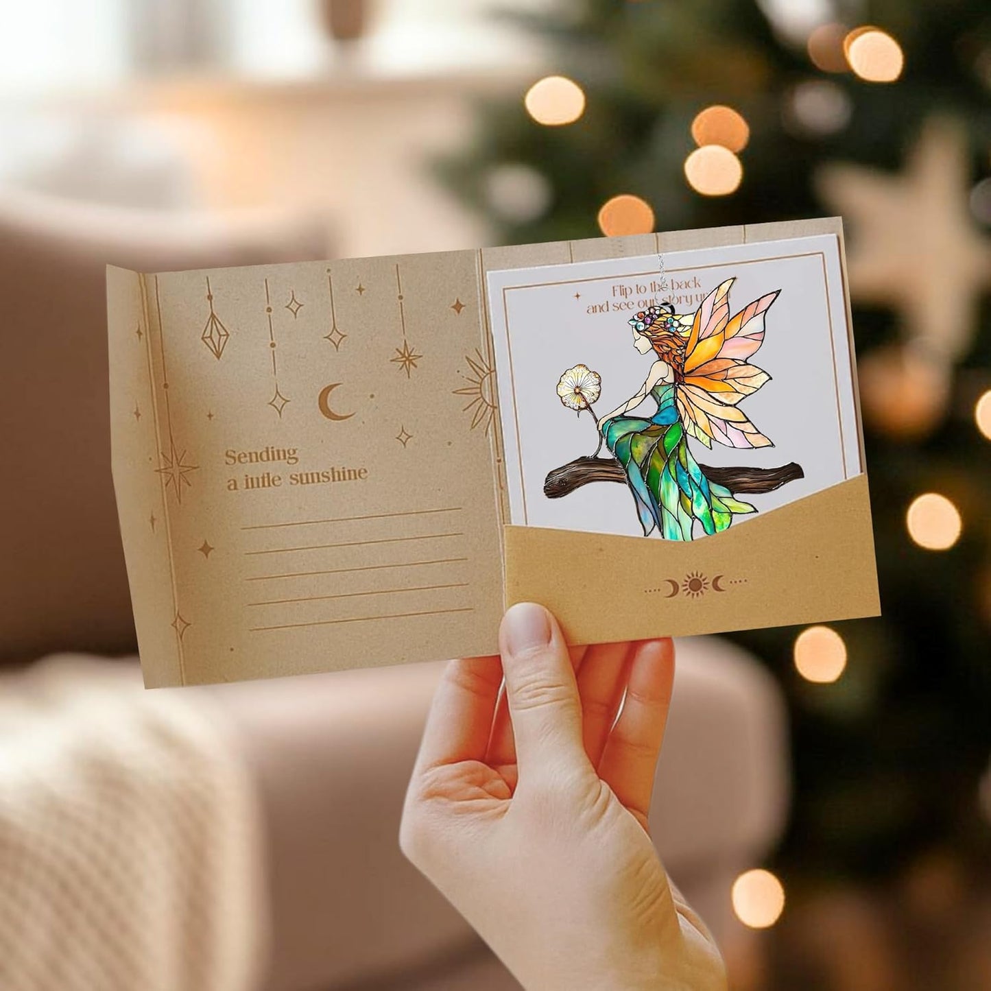 Fairy Dandelion Acrylic Suncatcher Stained Glass Effect Window Car Hanging Christmas Ornament Indoor Outdoor Decor Garden Sun Catcher Panel for Fairy Tale Lover for Women Mom Grandma