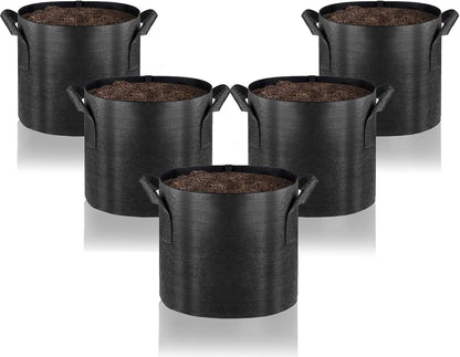 Gardenera Thickened Nonwoven Fabric Grow Bags - 7 Gallon Planters with Handles for Vegetables, Flowers, and Mushrooms, Lightweight and Easy to Transport for Urban Gardening