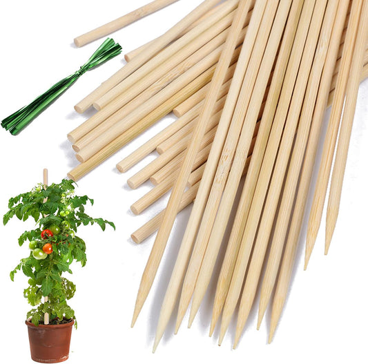 Bamboo Plant Stakes,HAINANSTRY Wood Plant Supports,Natural Bamboo Sticks for Plants/Floral/Potted