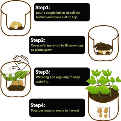 TCBWFY 8 Pack Potato Grow Bags with 2 Flaps 15 Gallon,Heavy Duty 14oz/yd² Planter Pot with Sturdy Handles and 2 Harvest Windows for Potato Tomato and Vegetables