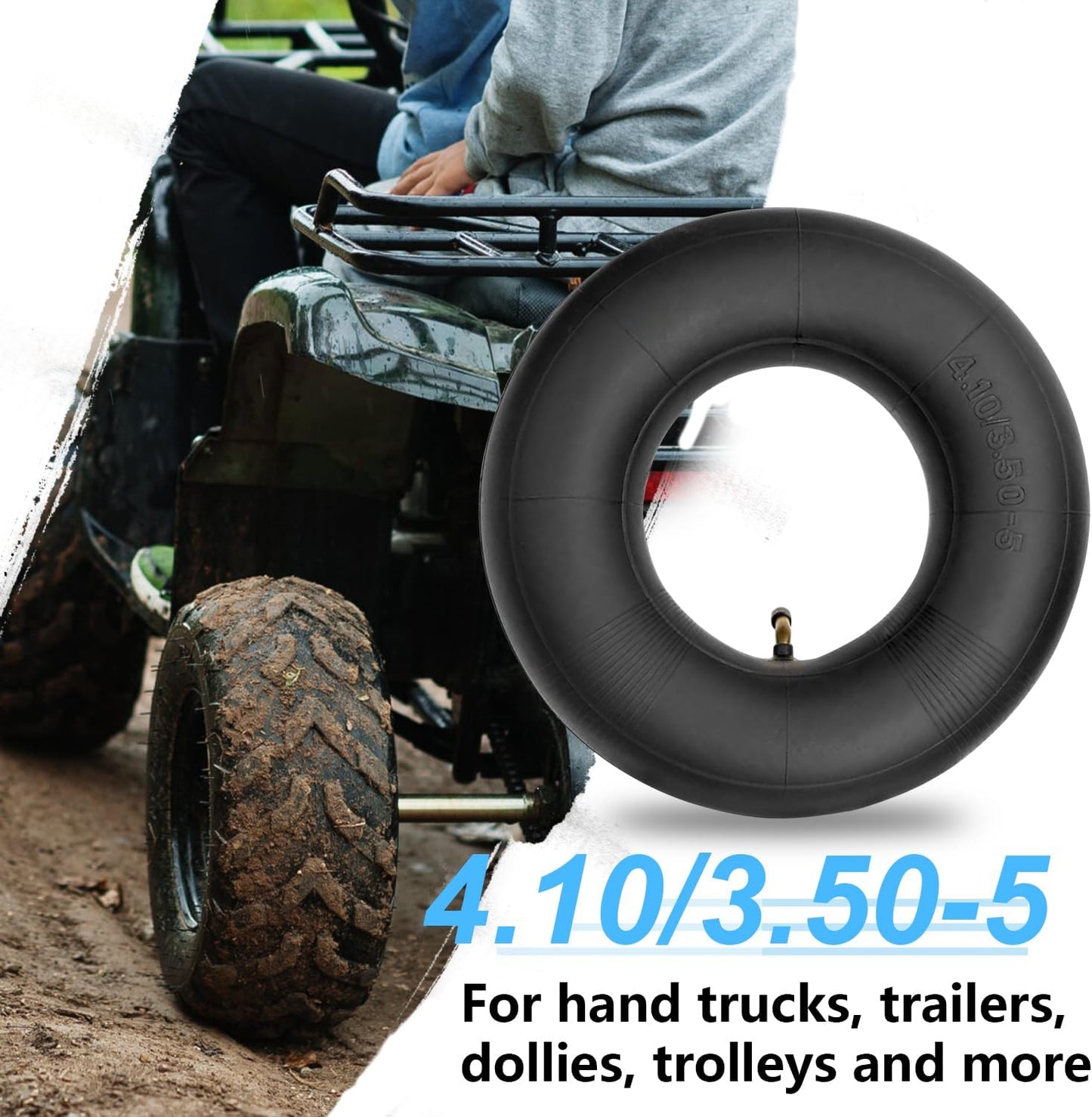 4.10/3.50-5 Inner Tube (2 PACK) with TR-87 Bent Valve Stem,Replacement for Wheelbarrows, Mowers, Hand Trucks and More 4.10-5 3.50-5 Tire and Tubes (4.10/3.50-5)