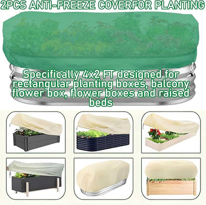 2 Pack Plant Covers Freeze Protection for Raised Beds Rectangular Planter Frost Fabric with Drawstring 2.82oz/yd² Reusable Raised Beds Frost Cloth for Winter Outdoor Plants (Green,for Cover a 4x2x1ft)
