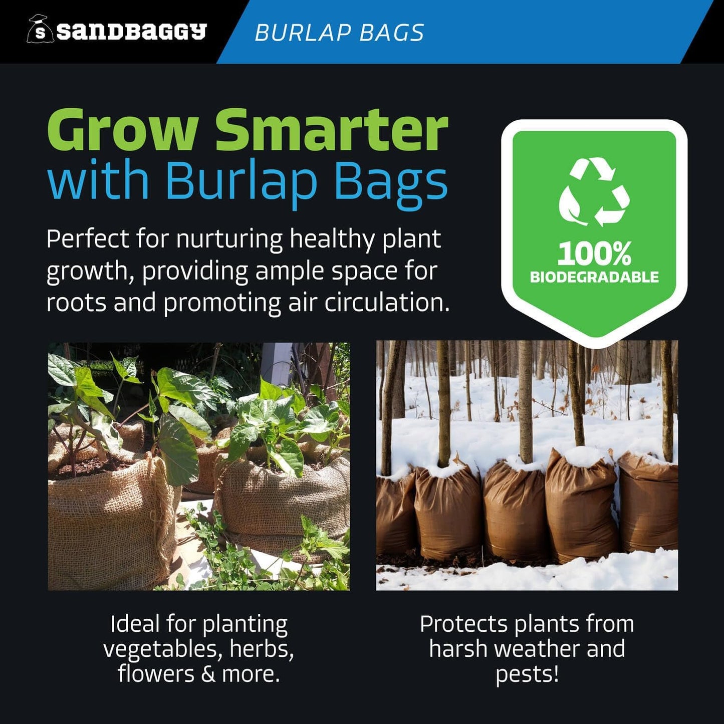 Large Burlap Bags 18" x 30" - Burlap Bags for Planting/Gardening, Plant Covers by Sandbaggy (Pack of 500)