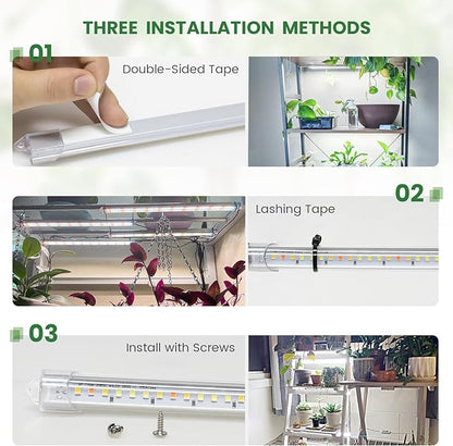 Grow Lights for Indoor Plants Full Spectrum, LED Grow Light Strips with 6/12/16H Timer, 3 Spectrum Modes, 5 Brightness Levels, 180 LEDs Sunlike Plant Lights for Indoor Growing (2 Pack)