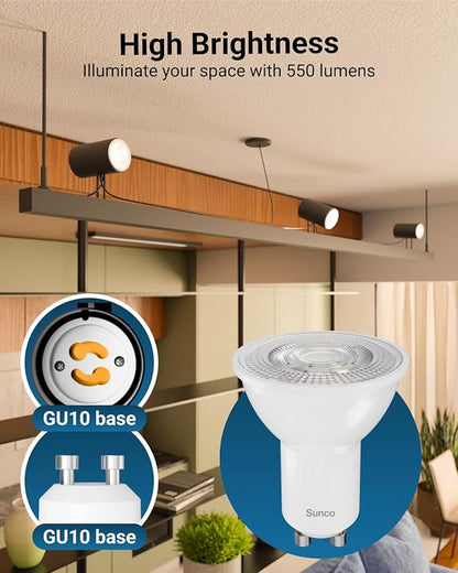 Sunco 24 Pack MR16 LED Bulb, GU10 Dimmable Track Light Bulbs, 5.5W=50W, 3000K Warm White, 550 LM, 25000 Lifetime Hours UL