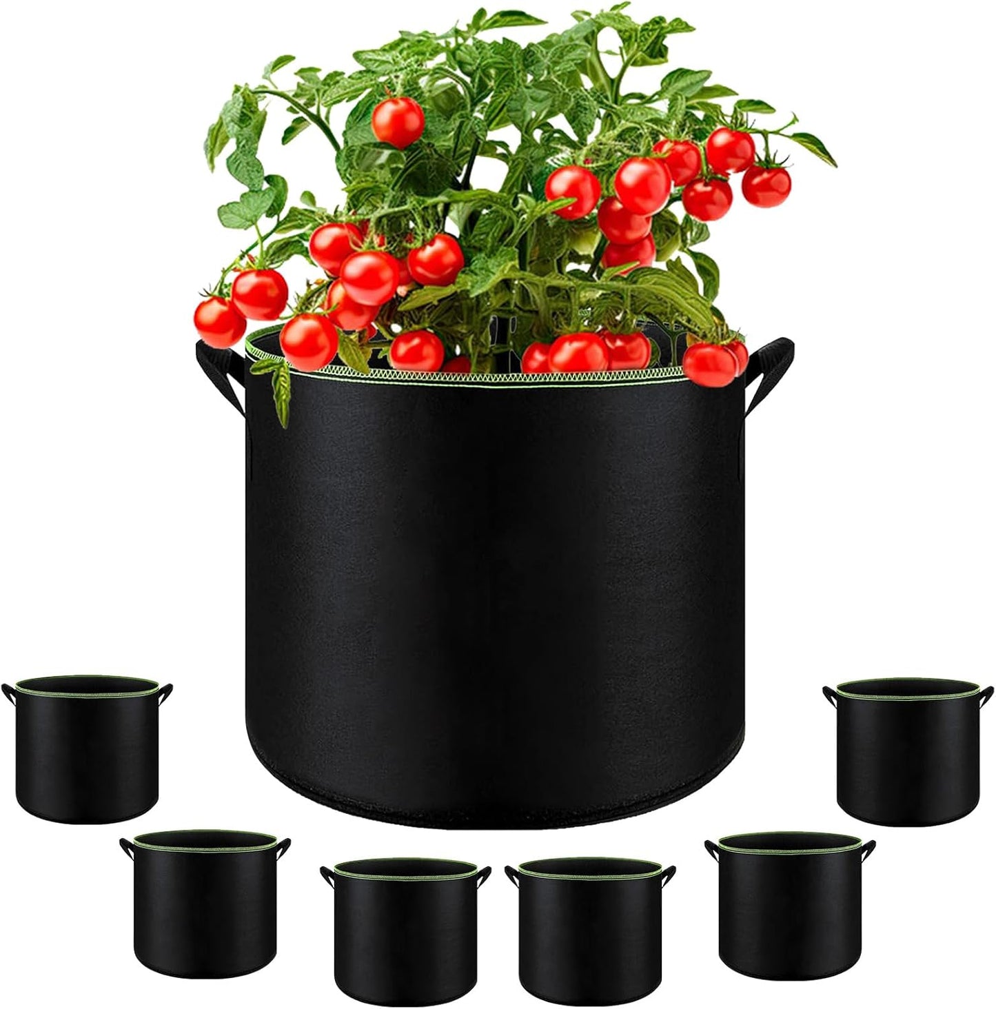 6-Pack 10 Gallon Grow Bags - 300G Heavy Duty Aeration Fabric Pots with Handles,Thickened Nonwoven Planter Bags for Vegetables Flowers Fruits