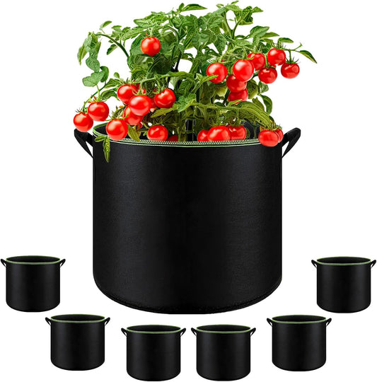 6-Pack 5 Gallon Grow Bags - 300G Heavy Duty Aeration Fabric Pots with Handles,Thickened Nonwoven Planter Bags for Vegetables Flowers Fruits