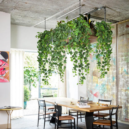 RECUTMS 39.4’’ Artificial Ivy Hanging Garland Leaves Vine Plants Real Touch Faux Plastic Wall Greenery for Home Garden Veranda Door Shelf Indoor Outdoor Decoration Set of 2