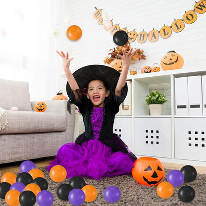 Shappy 180 Pcs Soft Plastic Balls for Toddlers, Crush Proof Ocean Balls Reusable for Photo Booth Props Play Tent Swimming Party Holiday Decoration (Purple， Black,Orange)