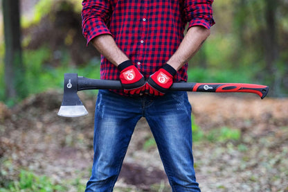 INTERTOOL 36 Inch Chopping Axe | Heavy Duty Wood Cutting & Felling Axe for Firewood | 2.8lb Head with Shock Absorbing Fiberglass Handle | HT-0264