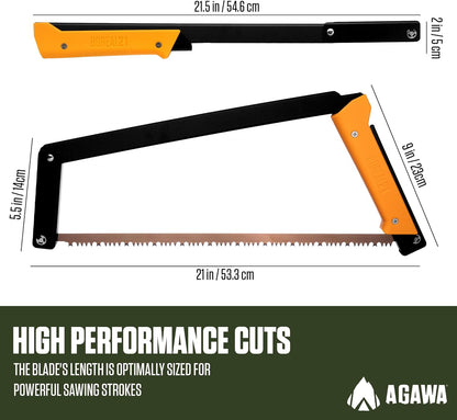 AGAWA - BOREAL21 Tripper Kit - Includes 21" Folding Saw, Nylon Carrying Case, 21" All-Purpose & 21" Aggressive Blade - For Camping, Hiking & Survival Gear (Black Frame/Yellow Handle)