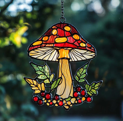 Mushroom and Crescent Moon Suncatcher Faux Stained Window Hanging Perfect Cottagecore Fall Gift Garden Home Decor Sun Catchers Indoor Windown Suncatchers for Windows Outdoor