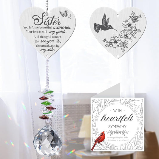 Sister in Heaven Memorial Crystal Suncatcher Gifts,Loss of Sister Sympathy Gifts,Gifts for Loss of