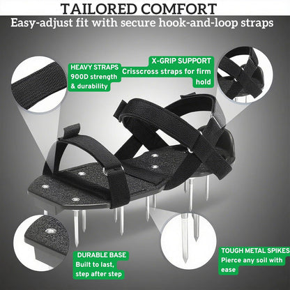 Lawn Aerator Shoes with 2.1” Spikes for Grass Aeration, Spiked Shoes for Lawn Care, Adjustable Heavy-Duty Strap Fit, Gardening Aerator Tool for Yard, Soil & Epoxy Floors