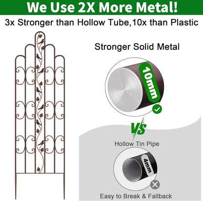 Amagabeli 2 Pack 71” x 21” Tall Garden Trellis for Climbing Plants Outdoor Heavy Climbing Plant Rose Trellis Wrought Iron Ivy Vine Cucumbers Decorative Metal Trellis Brown