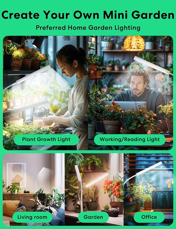Smart Plant Lights for Indoor Growing, 2025 Brightest 2500lm Grow Lights for Indoor Plants Full Spectrum, Ideal Clip Plant Grow Light, 24H Timer, APP Control, Alexa