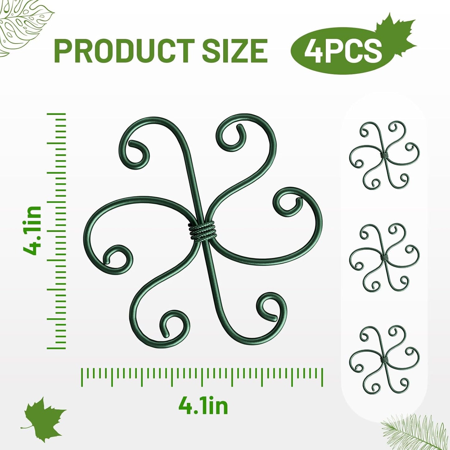 4PCS Green Iron Monstera Support, Uniquely Designed Plant Support Stakes for Indoor Plants, Stable Plant Stakes and Supports, Turtle Shell Bamboo Clamp Set for Thriving Growth