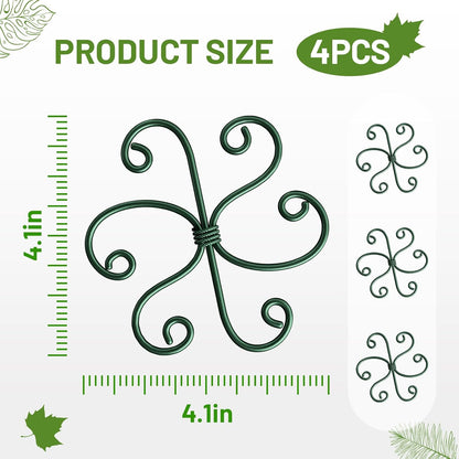 4PCS Green Iron Monstera Support, Uniquely Designed Plant Support Stakes for Indoor Plants, Stable Plant Stakes and Supports, Turtle Shell Bamboo Clamp Set for Thriving Growth