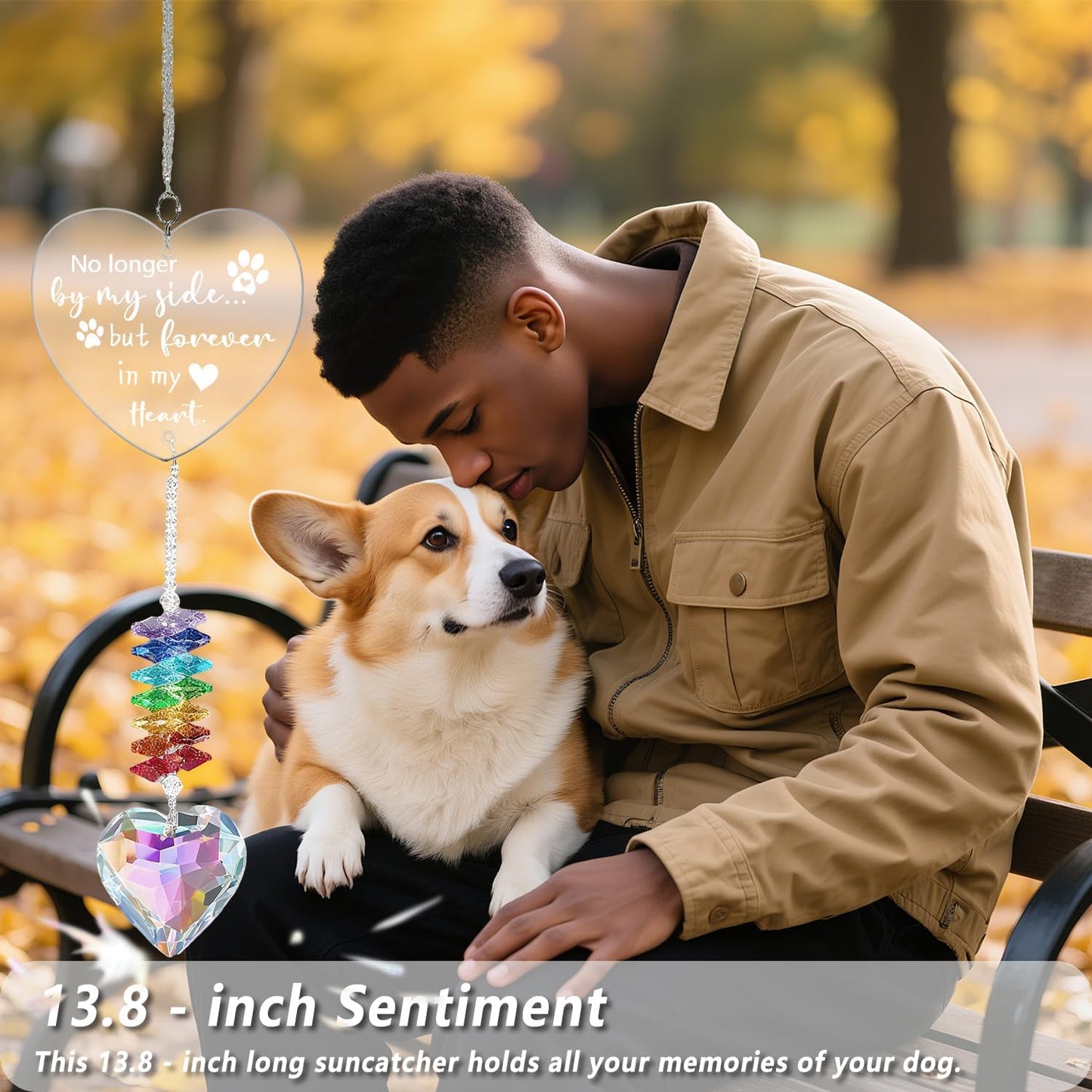 Crystal Sun Catchers Indoor Window - Heart - Shaped Hanging Crystal Suncatcher as Pet Memorial Gifts for Dogs