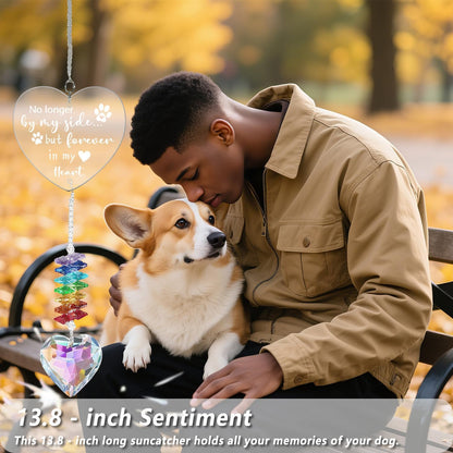 Crystal Sun Catchers Indoor Window - Heart - Shaped Hanging Crystal Suncatcher as Pet Memorial Gifts for Dogs