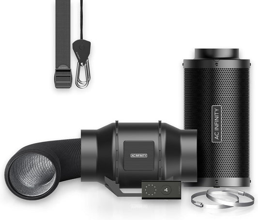 AC Infinity Air Filtration Kit 6”, CLOUDLINE LITE Inline Fan and Carbon Filter Combo, Cooling and