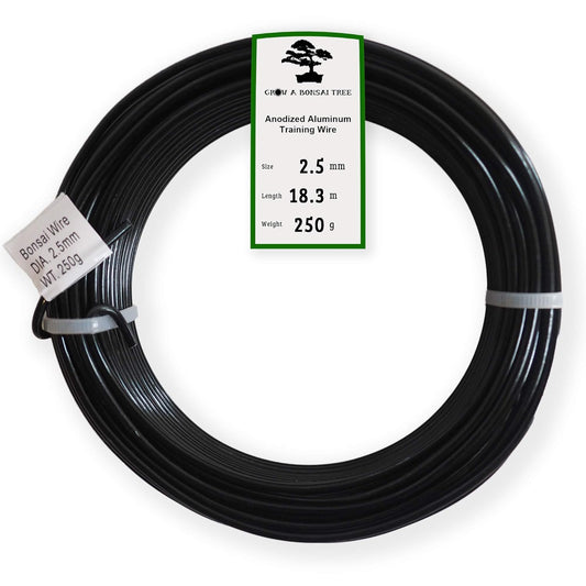 Anodized Aluminum 2.5mm Bonsai Training Wire 250g Large Roll (60 feet) - Choose Your Size and Color (2.5mm, Black)