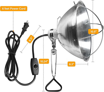 Simple Deluxe Adjustable Clamp Lamp Light Socket with 10.5 Inch Aluminum Reflector & Bulb Guard, Suit for Max 250 Watt Lamp with 18/2-Gauge 6 Feet Cord, 1-Pack