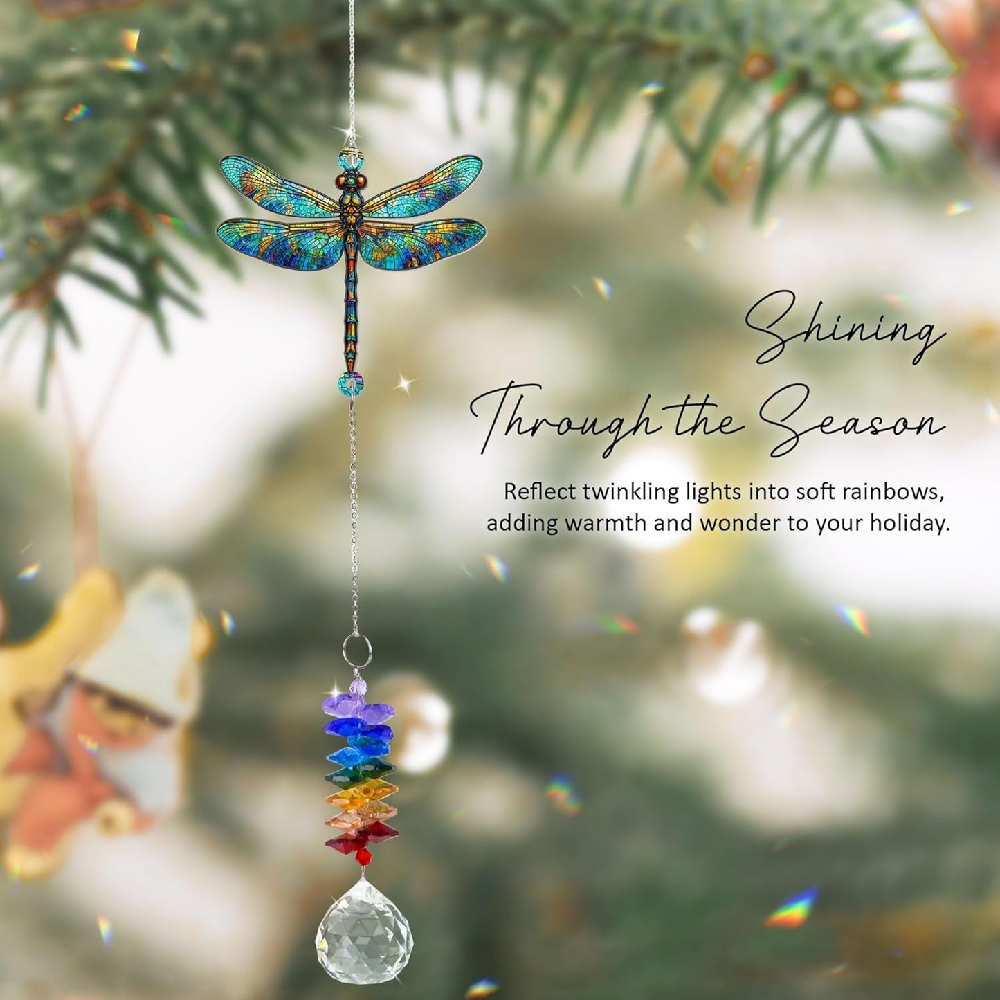 1 Layered Ornament Suncatcher - Dragonfly Gifts - Dragonflies Decor - Christmas Birthday Gifts for Women, Men - Dragonfly Keepsake - Remembrance Ornament - Rainbow Maker - Hanging Home Decor