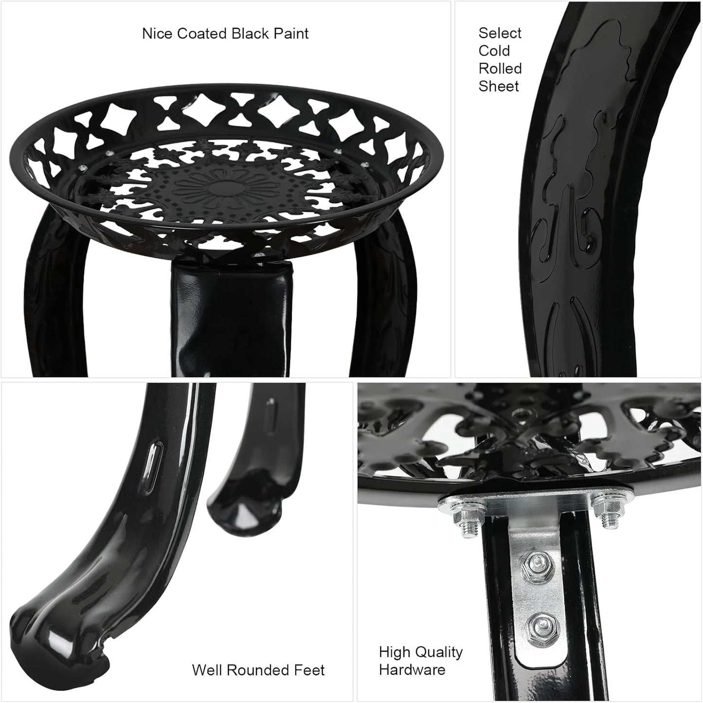 Ufine 2 Tier Metal Plant Stand Indoor Outdoor Iron Art Flower Pot Holder Tall Plant Display Rack for Corner Porch 2-Pack, Black
