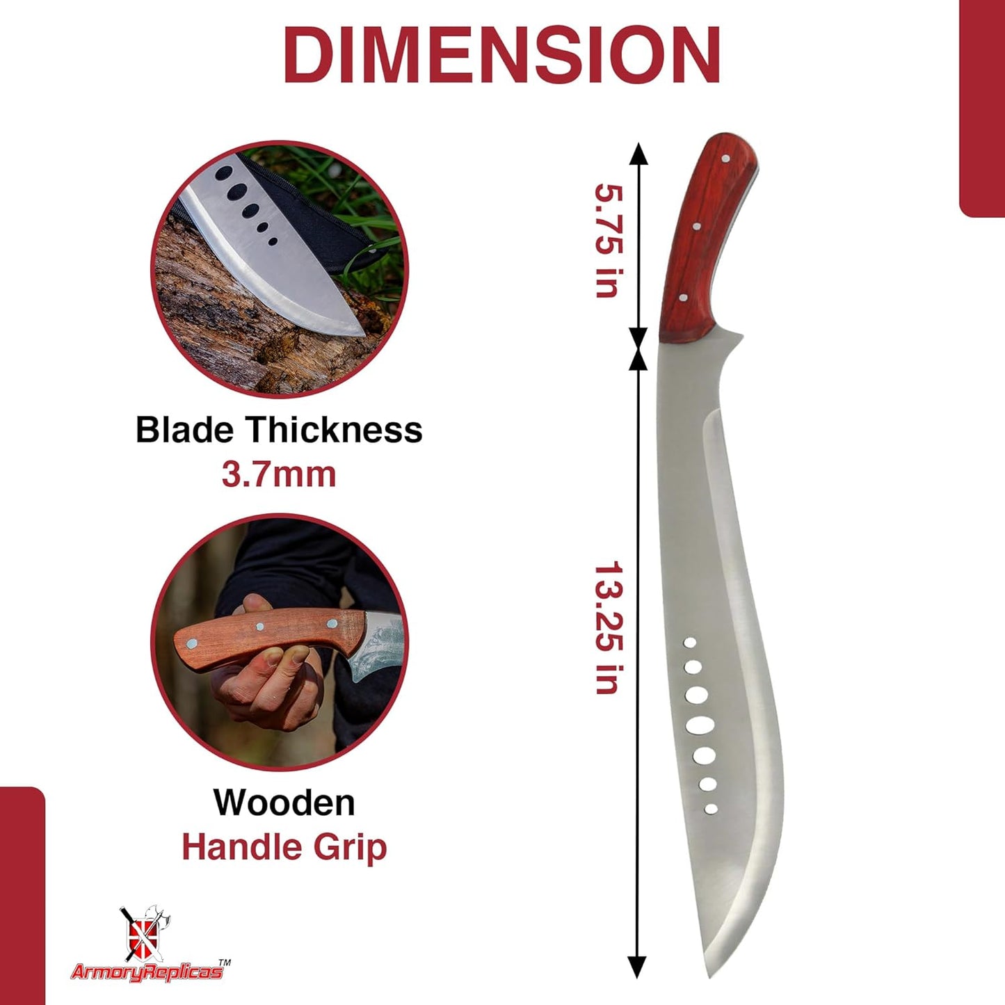 Armory Replicas - Book of Eli Stainless Steel Machete Knife - Premium-Quality, Authentic Kukri Design, and Rust-Resistant - 15-inch Blade with Nylon Sheath
