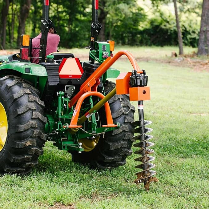 Titan Attachments 30 HP 3 Point Post Hole Digger with 9" Auger Attachment, Fits Cat 1 Tractors for Fence Post Holes, Deck Installation