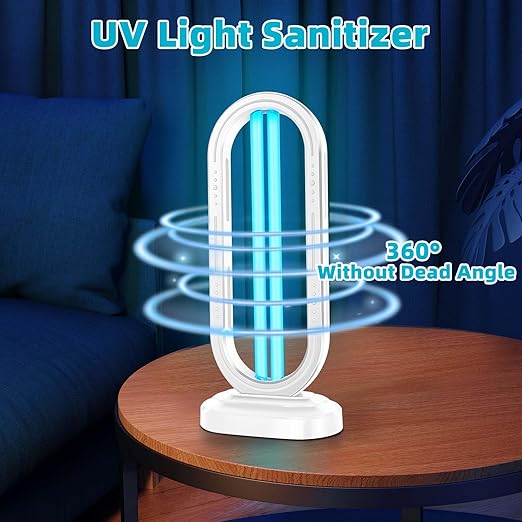 UV Light Sanitizer,UVC Home Disinfection Device 4-Speed Timing and Remote Control,Ultraviolet Light Sanitizer,UV Lamp for Whole Room,White