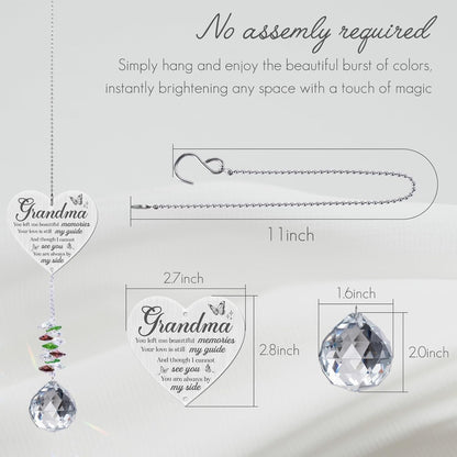 Grandma in Heaven Memorial Crystal Suncatcher Gifts,Sympathy Gifts for Loss of Grandma,Hanging Crystals Ornament for Window Rainbow Maker Prisms Home Decor Gift
