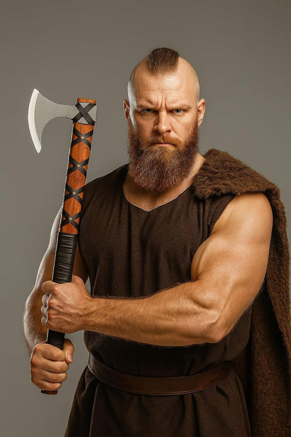 Viking Axe of Ragnar Lothbrok Hunting Axe with Rosewood Handle - Hand-Forged High Carbon Steel Sharp Blade, Handmade Camping Axes, Hatchet-Norse Ax, Tomahawk Vikings Bearded Axes, with Leather Sheath
