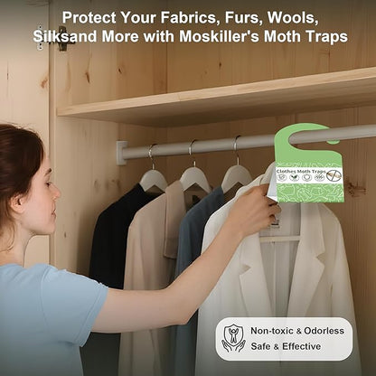 Clothes Moth Traps for Clothes Closets with Pheromones 6-Pack Safe and Effective for House Indoor Clothing Carpet