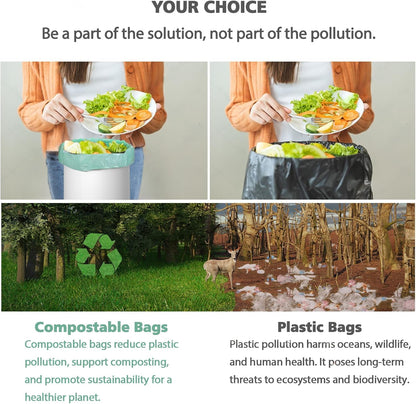 1.2 Gallon Small Trash Bags Garbage Bags, AYOTEE Mini Compostable Strong Bathroom Wastebasket Can Liners trash Bags for Home Office Kitchen fit 5L,5 Liter,1 Gal,Green