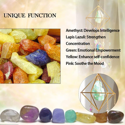 Green Fluorite Crystal Suncatcher Window Hanging Pendant Glass Prisms Decor Wind Chime Rainbow Sun Catcher for Home Garden Porch