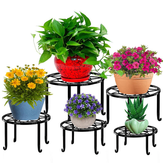 Autopromake 5 Pack Metal Plant Stands,Heavy Duty Potted Holder for Flower Pot,Indoor Outdoor Metal