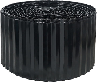 Corrugated Metal Garden Edging, 6"×100Ft Landscape Edging Border for DIY Lawn, Flower Bed and Garden, Flexible Bender Border for Lawn and Yard, Sturdy Galvanized Garden Edging Border, Black