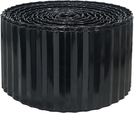 Corrugated Metal Garden Edging, 6"×100Ft Landscape Edging Border for DIY Lawn, Flower Bed and Garden, Flexible Bender Border for Lawn and Yard, Sturdy Galvanized Garden Edging Border, Black