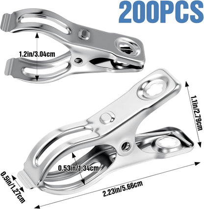 Upgraded 200 PCS Garden Clips, Greenhouse Clamps 100% Stainless Steel Heavy Duty Greenhuose Clips for Netting - Strong Grip to Hold Down Shade Cloth or Plant Cover on Garden Greenhouse Hoops